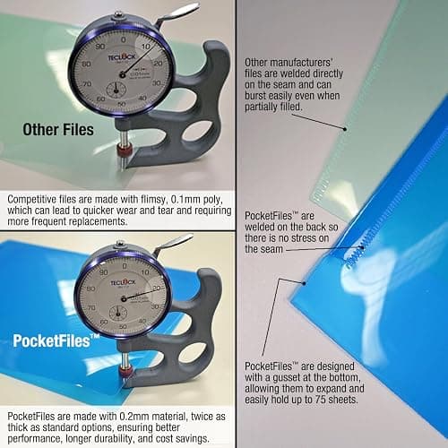 Ultimate Office PocketFile Clear Poly Document Folder Project Pockets, 3rd-Cut, Letter Size, in 6 Assorted Colors, Set of 18 thumbnail 5