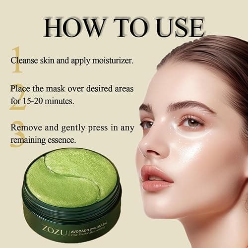 Avocado Eye Mask, Eye Patches, Avocado Moisturizing Collagen Eye Mask, Under Eye Patches, Nourishing, Naturally Hydrating Formula thumbnail 5