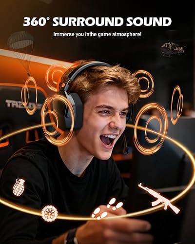 NUBWO Wireless Gaming Headset with Mic for Ps5 Ps4 PC, Zero Interference, 100-Hour Battery All-Day Play, 23ms Sync​ for Fortnite & Call of Duty/FPS Gamers, Triple Mode All Devices Compatible - Orange thumbnail 6