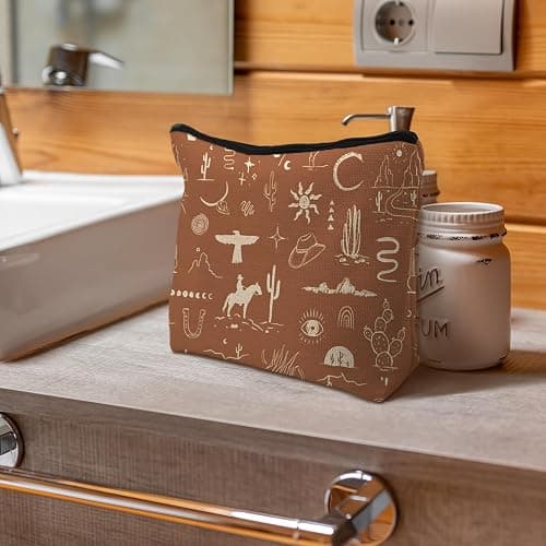 Supwhd Vintage Western Makeup Bag, Cowgirl Western Gifts for Women, Western Cosmetic Bag Small, Western Zipper Makeup Bag Cosmetic Bag for Purse thumbnail 4