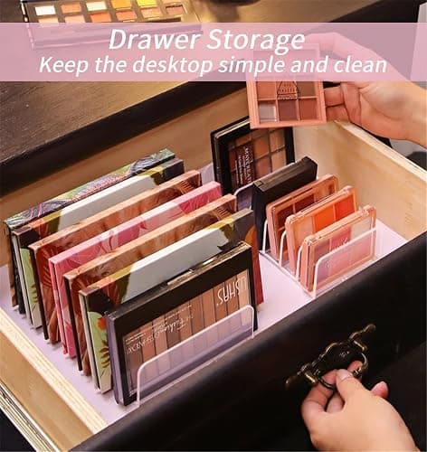 YRDGRG 2 Pcs Eyeshadow Palette Organizer Use for Bathroom Countertops, Wardrobe, Shelf, Drawer, Sunglasses, Wallet, Contour Kit (Cosmetic Storage Box Small&Large) Makeup (Clear), 7.08x5.12x1.97 in thumbnail 3