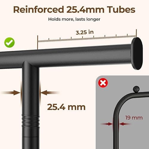HYSEYY Clothes Rack, Clothing Rack for Hanging Clothes, Rolling Garment Rack Sturdy Coat Rack Portable Wardrobe Rack Metal Closet Rack for Bedroom Laundry Living Room, Black thumbnail 6