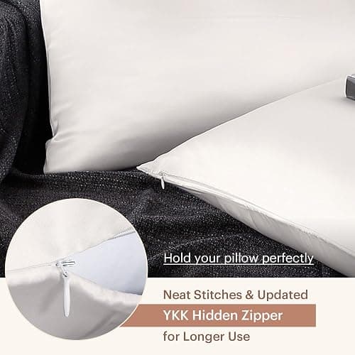 LILYSILK Silk Pillowcase for Hair and Skin Standard-100% Mulberry Silk 19 Momme Both Sides Silk Bed Pillow Cover with Hidden Zipper, 1 Pc (Standard Size 20''x26'', Ivory) thumbnail 4