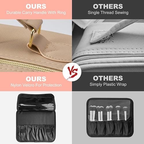 Mocado Travel Makeup Bag with LED Lighted Mirror,Travel Makeup Organizer,Makeup Case with 3 Color Lighted Setting and 10x Magnifying Mirror,Portable Storage and Adjustable Dividers Makeup Box(Khaki) thumbnail 3