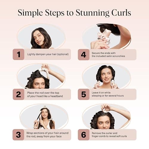 Kitsch Satin Heatless Curling Set – Heatless Curls Overnight with 34" Hair Curler & 2 Satin Scrunchies – Comfortable Hair Curlers to Sleep In for Frizz-Free, No Heat Damage Styling - Sunset Tie Dye thumbnail 7