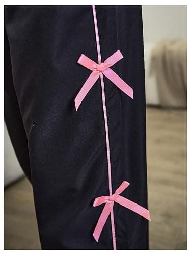 WDIRARA Girl's Bow Side Waist Track Pants Cute Wide Leg Trousers thumbnail 4