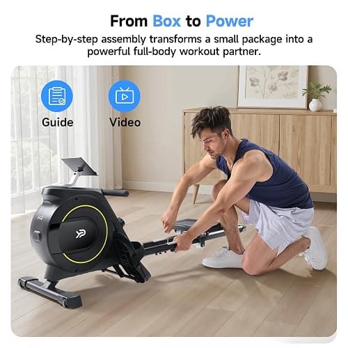 Rowing Machine for Home, 350 LB Capacity, 16-Level Silent Resistance, Magnetic Rowing Machines for Home Foldable, Full-Body Workout Compact Rowing Machine for Cardio & Strength with APP Support thumbnail 9