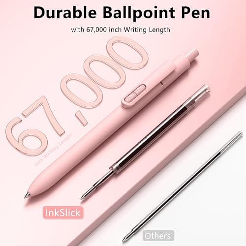 InkSlick 9 Pack Black Ballpoint Pens - 1.0mm Medium Point Smooth Writing Black Ink Ball Point Pens Long Lasting Retractable Fidget Pens for Adults, Men, Women, School, Office (6 Pens & 3 Refills) thumbnail 3
