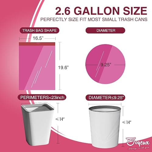 JOYEUX 2.6 Gallon Small Trash Bags Bathroom, Thickened Drawstring Mini Garbage Bags for Home, Office, Kitchen, 60 Count thumbnail 2