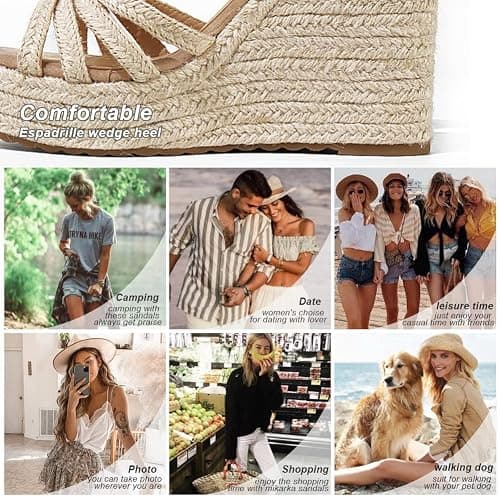 mikarka Sandals for Women 2025: Comfortable Wedge Platform Sandals Women - Braided Espadrilles for Women Ankle Strap Open Toe Wedges Heels Beach Sandals Summer Shoes thumbnail 6