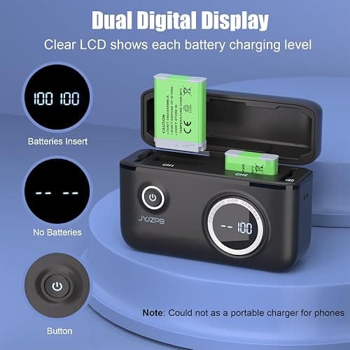 JYJZPB Upgraded Battery Fast Charger Case for Canon NB-13L Battery, with Two Pack NB-13L Batteries Fit for Canon PowerShot G7 X, G7 X Mark II, SX720 HS, SX730 HS, SX740 HS Cameras thumbnail 2