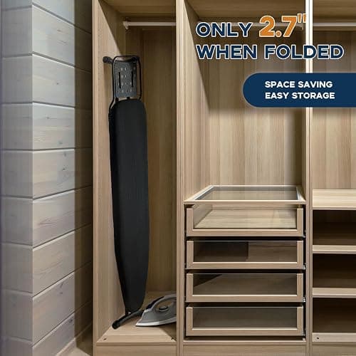Ironing Board Full Size, RAINHOL Black 54"x13" Compact Ironing Board | Heavy Duty with Iron Rest, Height Adjustable Stand & Heat Resistant Ultra Thick Padding Cover thumbnail 7
