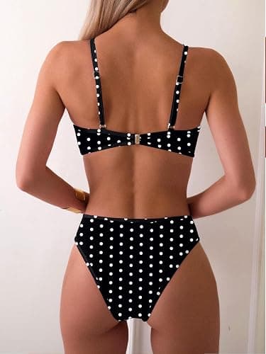 Fanuerg Women's Triangle Bikini Sets O Ring Linked Two Piece Swimsuits Floral Printed Cheeky Bathing Suit thumbnail 3
