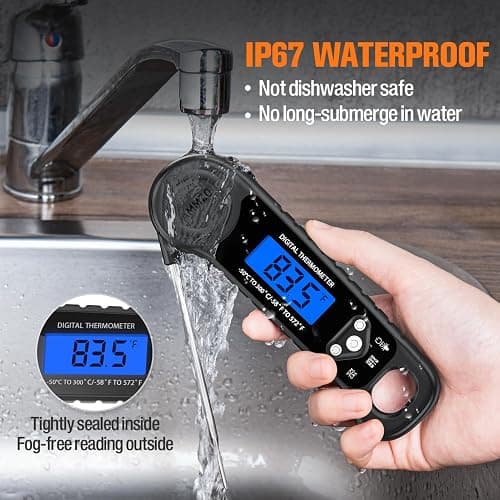 AMMZO Meat Thermometer Digital, Instant Read Food Thermometer for Cooking Deep Fry BBQ Oven Grill Smoker Roast and Candy Thermometer, Stocking Stuffers Gifts for Men Women thumbnail 3