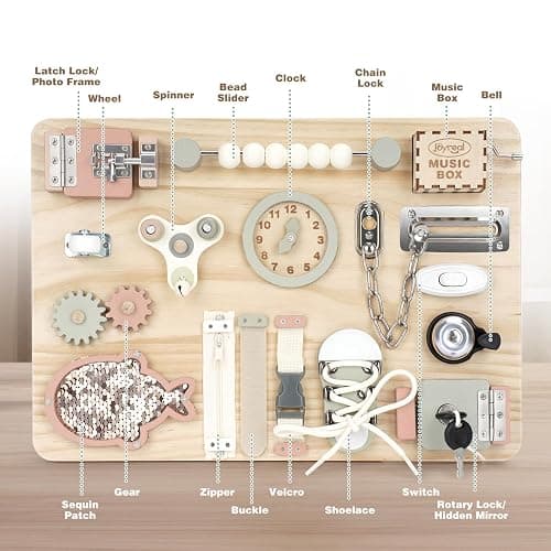 Joyreal Grand Busy Board Montessori - Planche Activité Tableau Activité Sensoriel Parcours Motricité Bébé Jeux Educatif Jouet Enfant pour Garcon Fille thumbnail 3