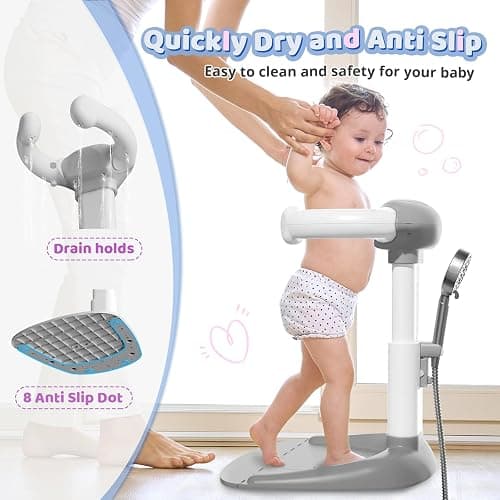 COOSEYA Baby Bath with Shower Stand Support|Anti-Pinch Soporte para Bañera de Bebé Adjustable Shower Tower and Anti-Slip for Toddler Standing Up Themselves,Ideal Gift for Infants 6-36 Months thumbnail 4