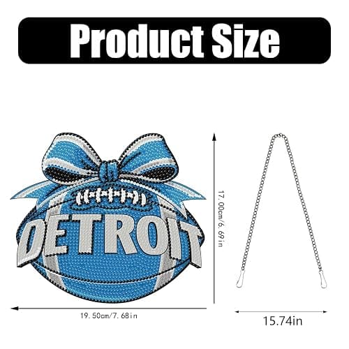 Rertcioph Football Diamond Art Hanging Kit for Adults, DIY Acrylic 5D Diamond Painting Hanging Ornament for Detroit Home Wall Decor and Gift thumbnail 2