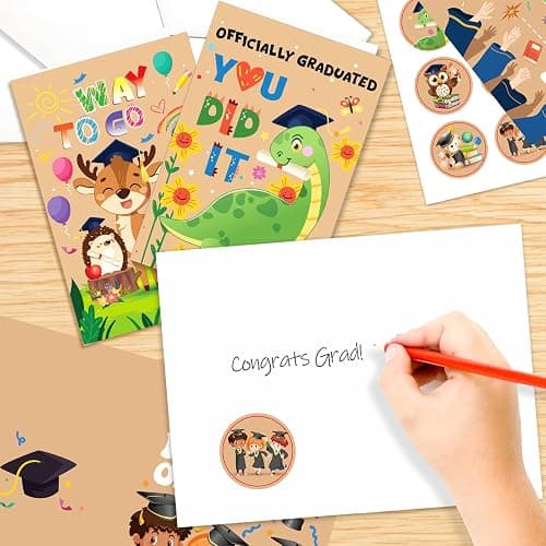 HOWAF 9pcs Kindergarten Graduation Cards Preschool Graduation Cards, 2026 Kindergarten Graduation Gift Card with Envelope Stickers for Kids Girls Boys 2026 Graduates, Congrats Grad Greeting Cards thumbnail 2