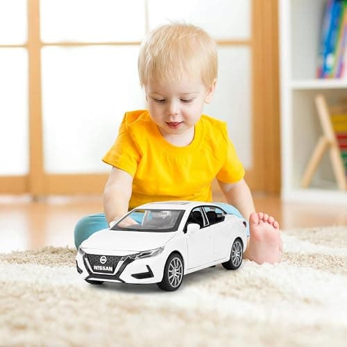 Guarsiliymi 1:32 Scale Car Model Compatible for Collectible Nissan Diecast Toy Vehicle, Zinc Alloy Pull Back Toy Car with Sound and Light for Adult Boys Girls (White) thumbnail 7