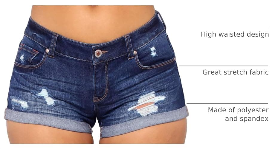 vanberfia Women's Stretchy Denim Mid Rise Jean Shorts with Pockets… thumbnail 4