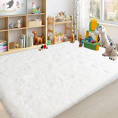 Lairep Large Area Rugs for Living Room Bedroom, 4x6 Feet Ivory Fluffy Shag Rugs, Ultra Soft Shaggy Plush Fuzzy Modern Indoor Throw Floor Carpet for Kids Girls Boys Dorm Nursery Home Decor Aesthetic thumbnail 3