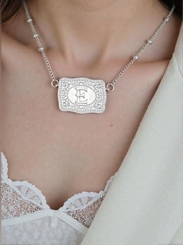 rgwtgkyh Silver Belt Buckle Initial Necklaces for Women Dainty Western Initial Letter Pendant Necklace Personalized Letter Pendant Necklace Jewelry Gifts for Cowgirl Cowboy thumbnail 4