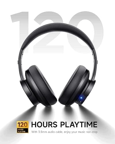 Picun B8 Bluetooth Headphones, 120H Playtime Headphone Wireless Bluetooth with 3 EQ Modes, Low Latency, Hands-Free Calls, Over Ear Headphones for Travel Home Office Cellphone PC Black thumbnail 3