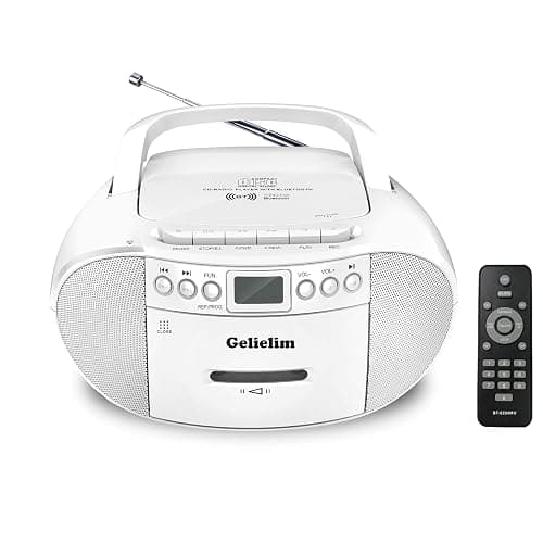 Gelielim Portable CD and Cassette Player Boombox Combo, AM/FM Radio Tape Recorder Casette Player with Remote, Bluetooth CD Tape Player USB Playback & Earphone Jack,Battery Powered/Plug in for Home - Image 1
