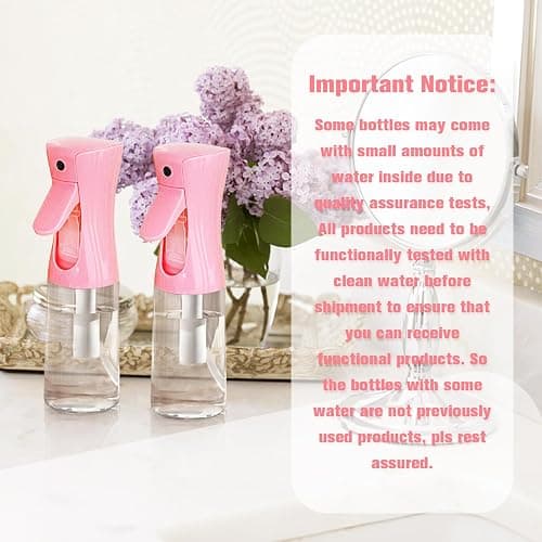 Fine Mist Spray Bottle for Hair, Skincare, Plant Care, Pet Grooming, Cleaning and Disinfection - Ultra-Fine Continuous, Refillable Container (1Pcs Light Pink 6.8oz) - Lightpink thumbnail 4