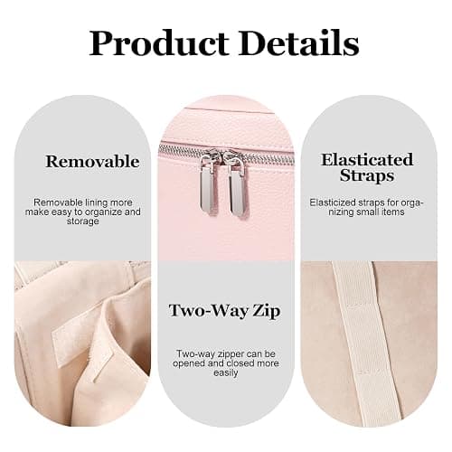 idoltimes Cosmetic Case, Leather Makeup Bag, Portable Handheld Makeup Case, Detachable Compartments thumbnail 5