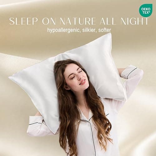 ZIMASILK 100% Pure Mulberry Silk Pillowcase 2 Pack, Soft and Smooth,Both Sides Premium Grade 6A Silk,600 Thread Count,with Hidden Zipper (Queen 20''x30'',White) thumbnail 3