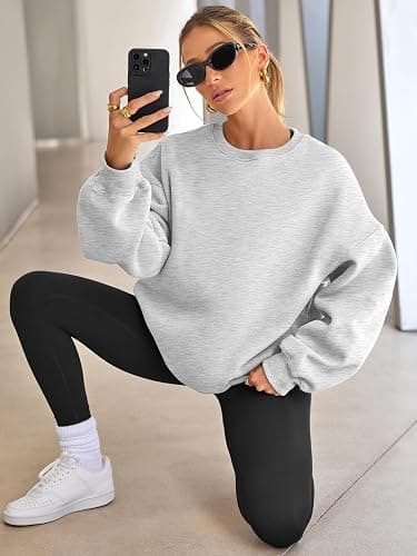 EFAN Womens Oversized Sweatshirts Hoodies Fleece Crewneck Sweaters Casual Tops Comfy Fall Fashion Outfits Winter Clothes 2026 thumbnail 3