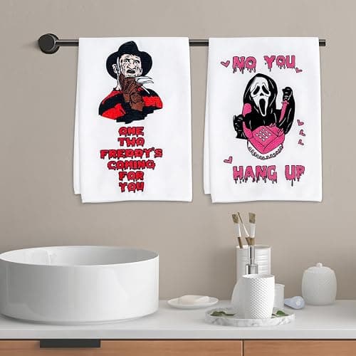 4 Pack Horror Movie Character Kitchen Dish Towels Set - 23 x 15 Inch Terrifier Merch for Halloween Movie Collection, Horror Tea Towels Gifts for Women, Scream Merchandise Gifts for Michael Myers Decor thumbnail 2