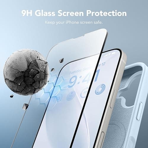 GONEZ Magnetic for iPhone 16 Case, Compatible with MagSafe, [Screen Protector + Camera Lens Protector], Liquid Silicone Shockproof Protective Phone Case for iPhone 16 6.1", Blue thumbnail 6