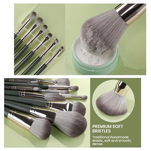 14 PCS Makeup Brush Set Professional for Full Face & Eyes - Hypoallergenic Soft Synthetic Bristles (Fragrance-Free, All Skin Types) thumbnail 7