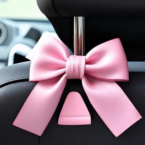 That one XZHJJF 2-Pack Car Purse Hooks for Hanging Purses and Bags, Cute Bow car seat headrest Hooks for Hanging car Purse Hooks. (Barbie Pink) thumbnail 2