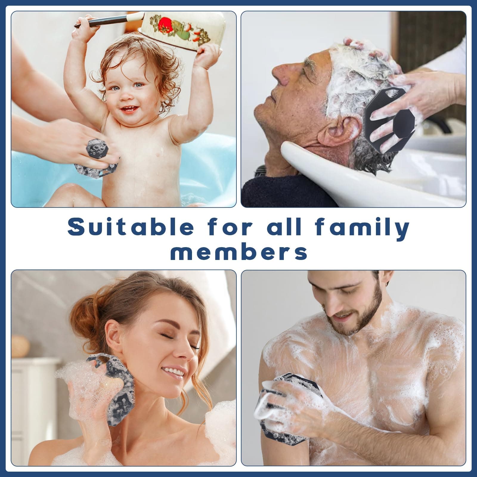 Alyvisun Silicone Bath Brushes with Hook, Soft Shower Bath Body Brush [Soft Exfoliate & Massage], Silicone Brush for Adults and Babies, Perfect for All Skin Types (Black) thumbnail 7