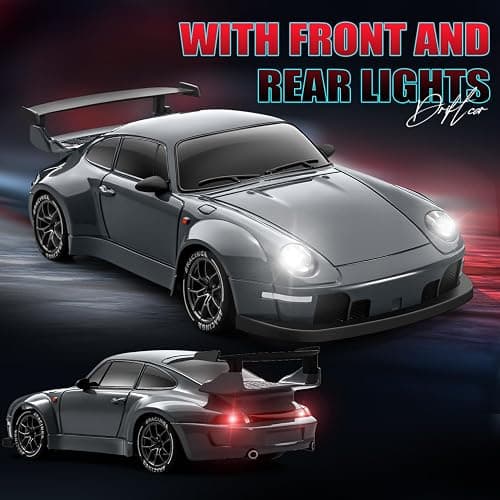 ACAMMZAR RC Drift Car, 1:24 Remote Control Car for Kids, 20KM/H 4WD High Speed RC Cars with LED Lights, Two Batteries, Extra Drifting Tires, Vehicle for Adults Boys Girls thumbnail 4