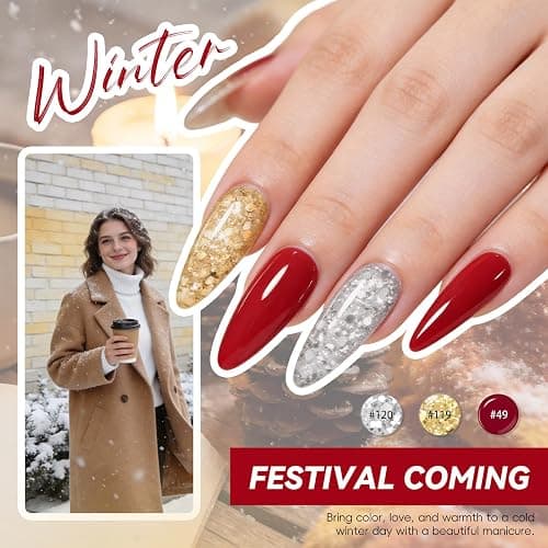 COSCELIA 60 PCS Gel Nail Polish Set, 55 Colors Gel Nail Polish with 5pcs Top Base Coat All Seasons Nail Polish Kit Winter Spring Full Colors Manicure Nail Art Gifts for Women Girls thumbnail 8