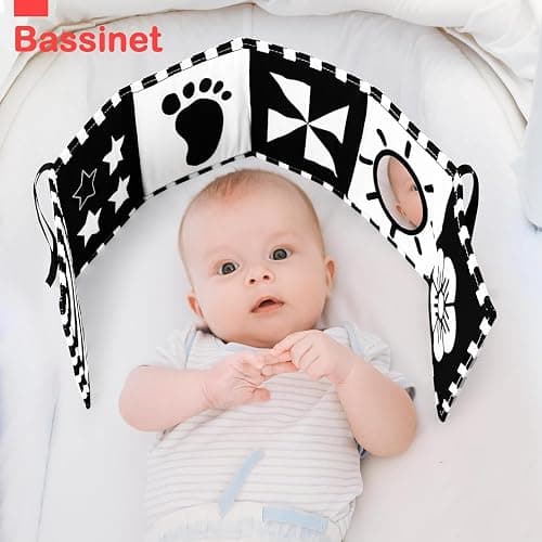 URMYWO Baby Toys 0-6 Months, Black and White Sensory Toys Brain Development, Tummy Time Toys, Soft Baby Book, Baby Essentials for Newborn 0-6-12 Months Montessori Toy Gifts thumbnail 8