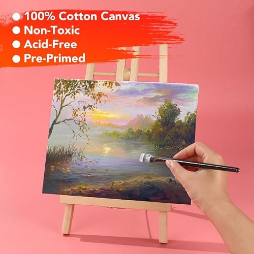 21 Packs Stretched Canvases for Painting, MultiSize 12x16, 10x12, 8x10, 5x7, 3x5, Round Canvas with 8x8,10x10,12x12, Primed Blank Canvas for Oil, Acrylic Paint,for Beginner, Artist. thumbnail 5