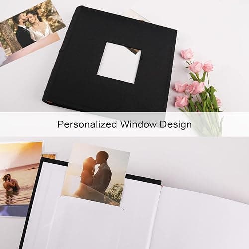 Vienrose Photo Albums 6x4 (15x10 cm) 200 Pockets Linen Cover with Memo Spaces Photobook Large Capacity Pictures Album Memory Book for Wedding, Family, Baby, Holidays, Special Occasions, Black thumbnail 6