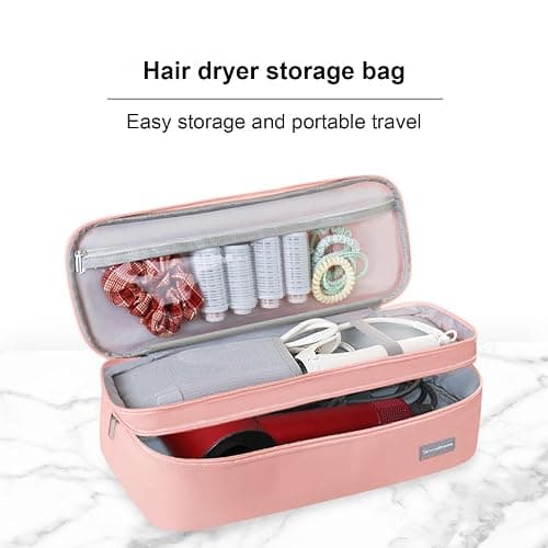 Double-Layer Travel Carrying Case Hair Tool Travel Bag with Heat Resistant Mat Portable Hair Brush Bags Hair Dryer Travel Bag Storage Organizer Bag for Hair Dryer Brush and Other Hair Accessories thumbnail 5