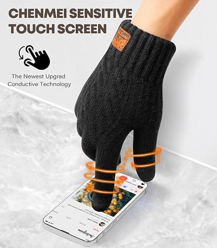 Winter Gloves for Men Women-Warm TouchScreen Cold Weather Gloves,Wool Knit Thermal Adults Gloves for Driving Texting thumbnail 3