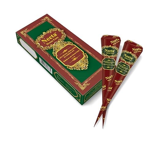 Neeta 4 Pack 100% Natural Ready to Use Henna Paste Hair Dye Cones Reddish Brown Color tubes color for women Perfect for Spot hair coloring, Long-lasting and Cruelty-Free thumbnail 2