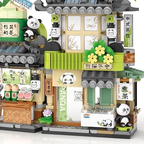 MindBox City Tea House Building Blocks Set, Openable Panda Construction Tea Shop Building Toys for Boys Girls Age 8+, 860pcs Mini Bricks thumbnail 7