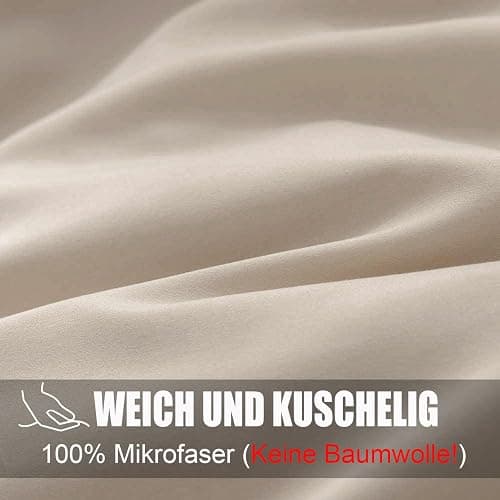 Soifox Bettwäsche 200x220 Beige - aus Mikrofaser Bügelfrei & Knitterfrei Bettbezug 200 x 220 Set mit 80x80 cm Kissenbezug 2er Set Bettwasche mit Reißverschluss thumbnail 2