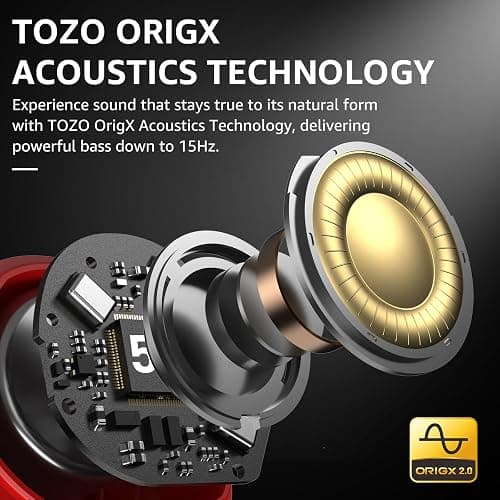TOZO NC9 Hybrid Active Noise Cancelling Wireless Earbuds, 6 Mics ENC Clear Call, IPX8 Waterproof, in Ear Bluetooth 5.3 Headphones Stereo Bass Ear Buds 59H Playtime with LED Display 32 EQs via APP thumbnail 2