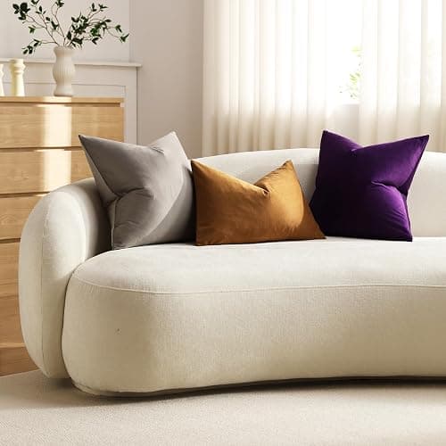 DEZENE Throw Pillow Covers 18x18 Light-Grey: Pack of 2 Cozy Soft Velvet Square Modern Luxury Decorative Throw Pillow Cases for Sofa Couch Living Room Bed Home Decor thumbnail 6