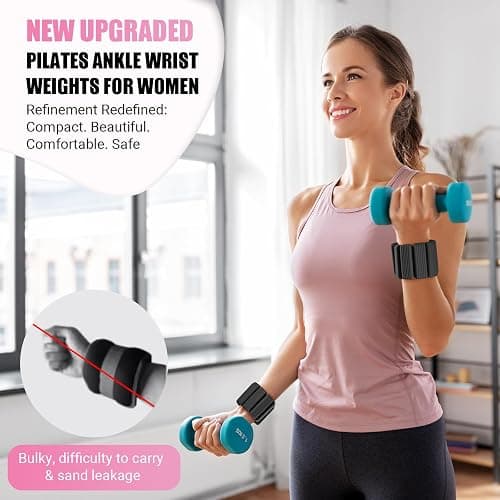 Pilates Wrist Ankle Weights for Women, Wearable Strong Arm & Leg Weights Set of 2(1 lb/2.2 lbs Each), Adjustable Ankle Weights for Walking, Yoga, Dance, Barre, Gym thumbnail 3